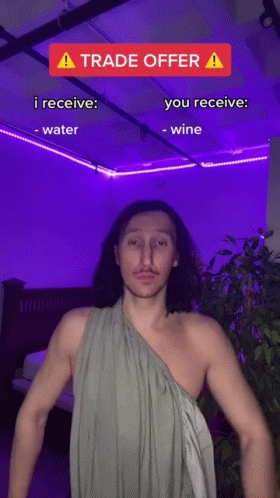 Shirtless Man Trade Offer Water You Receive Wine GIF