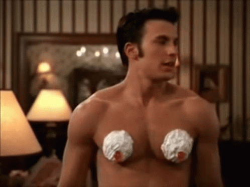Shirtless Man Wearing Fake Breasts