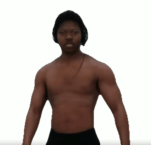 Shirtless Man Wearing Headphones and Black Shorts