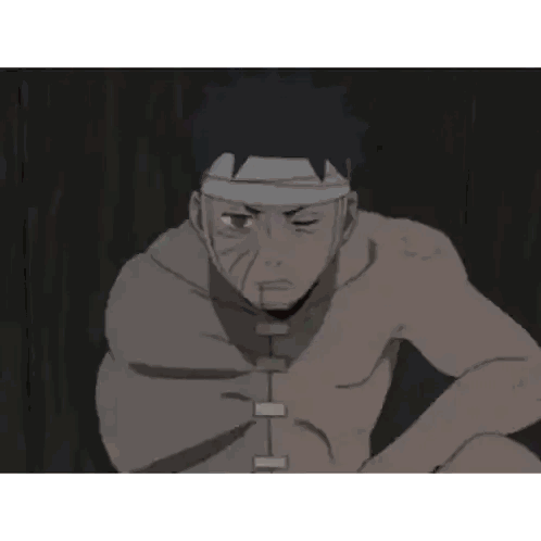 Shirtless Man with Bandage Sitting