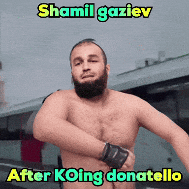 Shirtless Man With Beard Shamil Gaziev After KOing Donatello