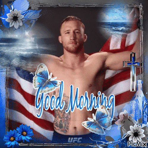 Shirtless Man With Butterflies Good Morning GIF