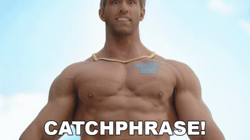 Shirtless Man With Gold Chain and Catchphrase