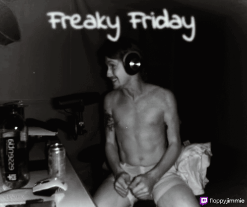 Shirtless Man With Headphones on Bed Freaky Friday