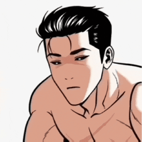 Shirtless Man With Serious Expression GIF