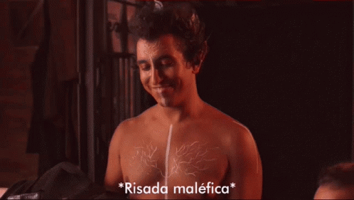Shirtless Man With Tree Drawing and Risada Malefica