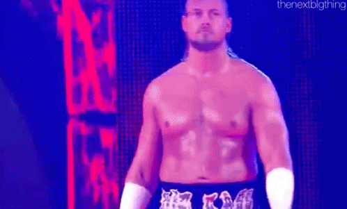 Shirtless Wrestler In Red Ring GIF