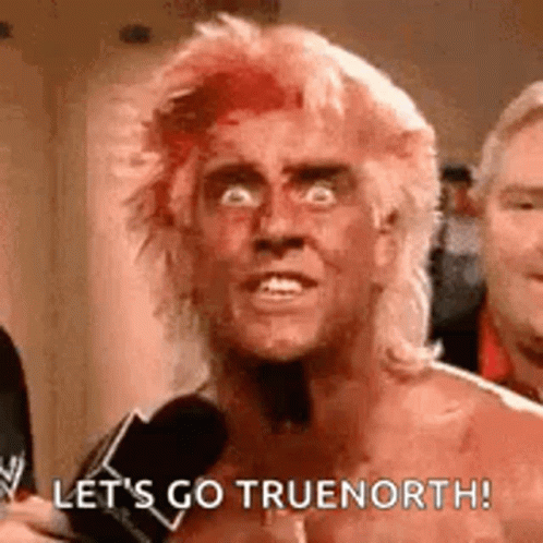 Shirtless Wrestler Saying Let's Go True North