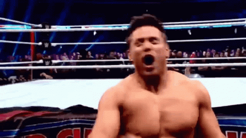 Shirtless Wrestler Screaming