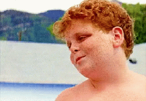 Shirtless Young Man with Red Hair