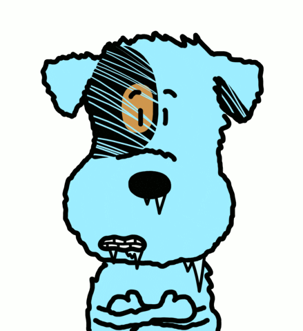 Shivering Blue Dog Hugging Itself GIF
