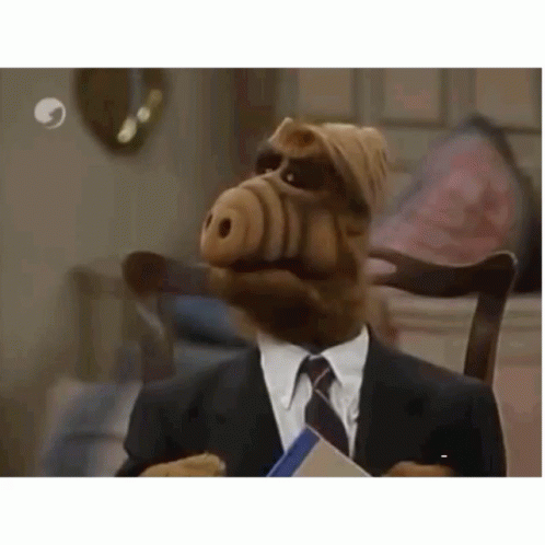 Shocked Alf Wearing Tuxedo GIF