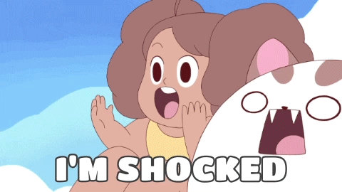 Shocked Cartoon Next to White Monster
