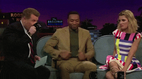 Shocked James Corden Spit Take GIF