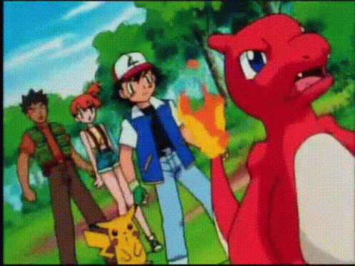 Shocked Pikachu With Charmander GIF