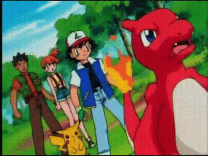 Shocked Pikachu With Charmander GIF