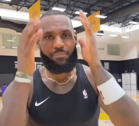 Shocked Touching Face Lebron Missing Dunk GIF