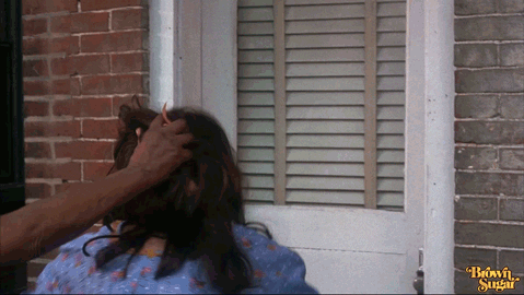 Shocked Woman Pull Hair In Front Door GIF