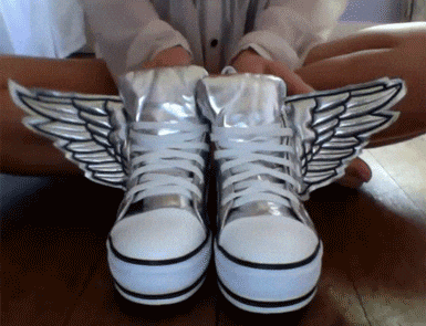 Shoes With Silver Wings GIF