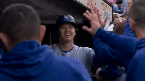 Shohei Ohtani High Five With Teammates GIF