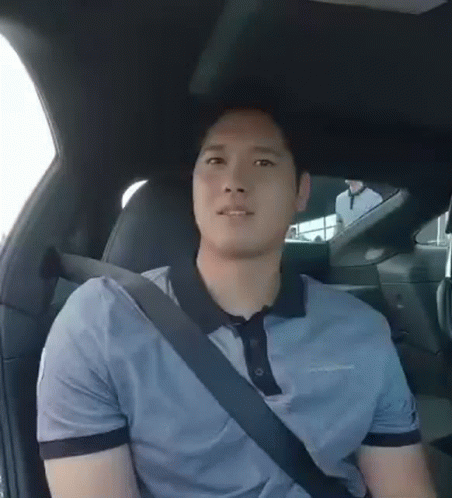 Shohei Ohtani Smiling Inside Car GIF