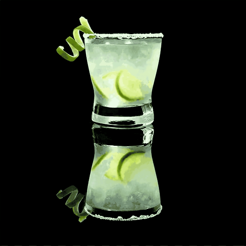 Shot Glass Drink With Ice And Limes GIF