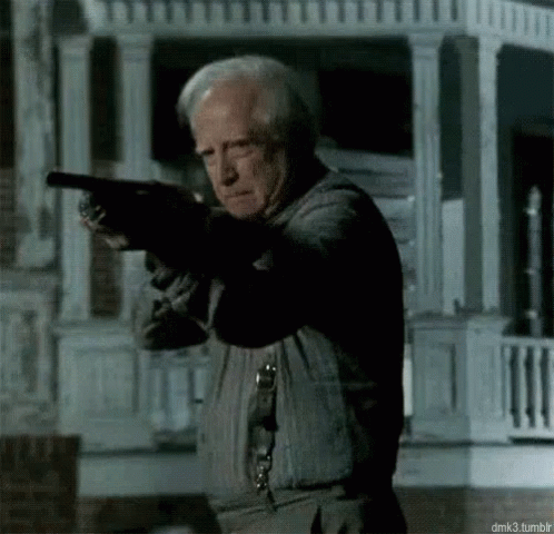 Old Man Firing A Shotgun GIF