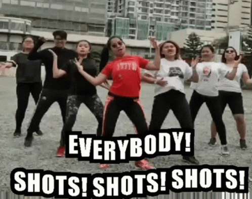 Shots Joyful Group Dancing Together GIF