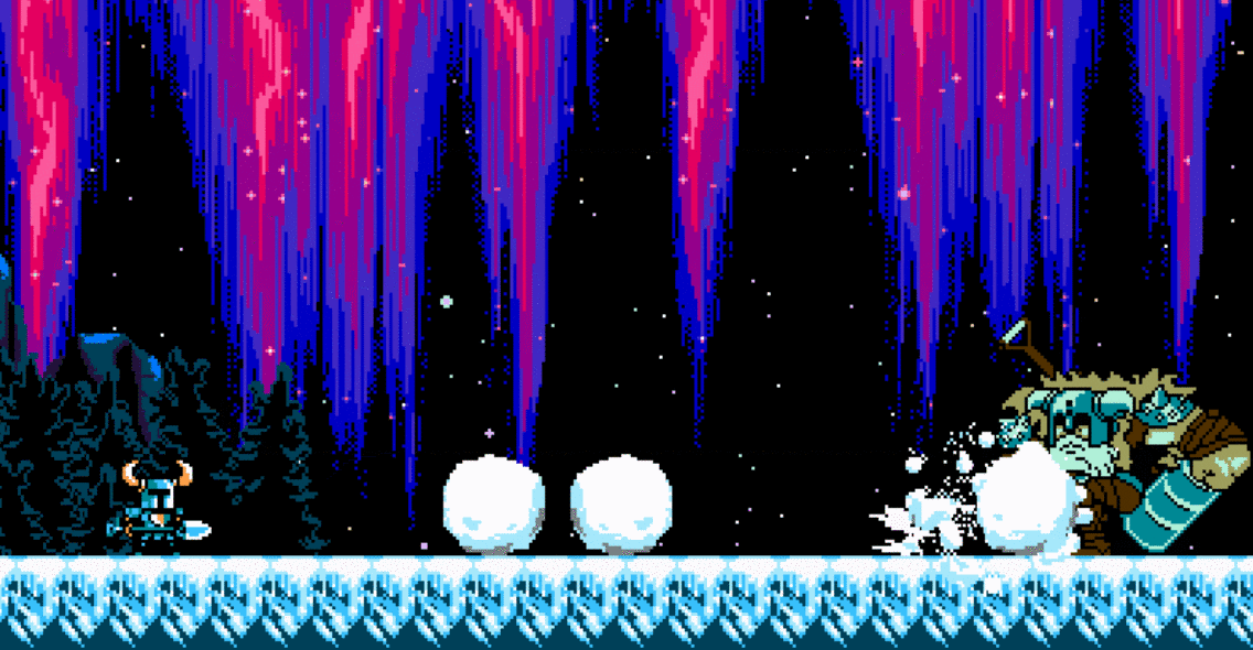 Shovel Knight Breaking Snow Balls GIF