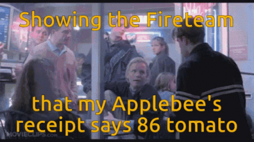 Showing The Fireteam That My Applebee 'S Receipt Says 86 Tomato Movie Clip GIF