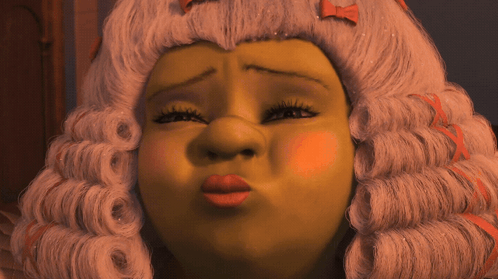 Shrek Close Up Wearing Pink Wig