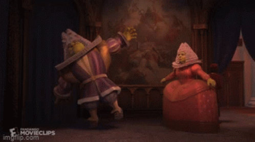 Shrek Dancing With Woman in Red Dress