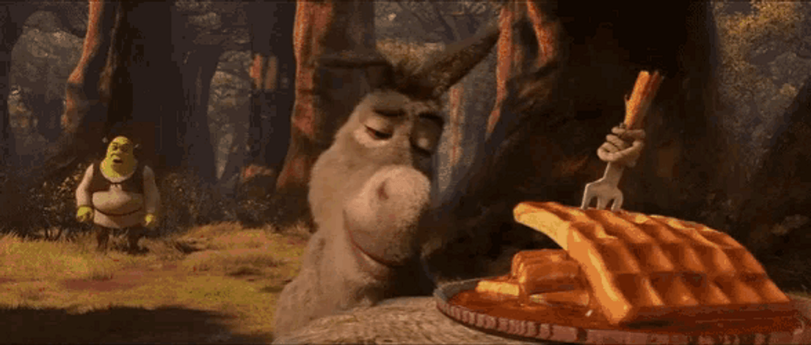 Shrek Donkey Naughty Eating Waffles GIF