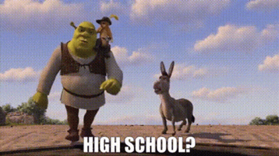 Shrek Donkey Puss In Boots Walking High School GIF