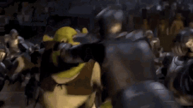 Shrek Fights Off Guards GIF