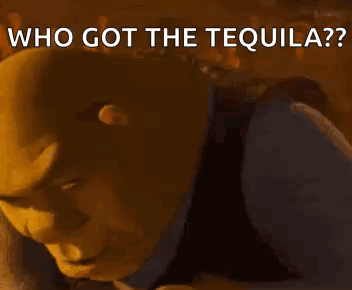 Shrek From Shrek Is Laying Down With His Head On His Arm And Says `` Who Got The Tequila ? '' GIF
