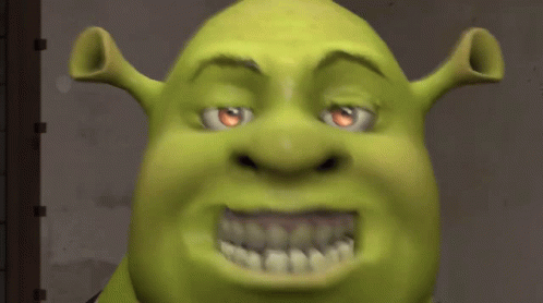 Shrek From The Movie Shrek Is Looking At The Camera With His Mouth Open GIF