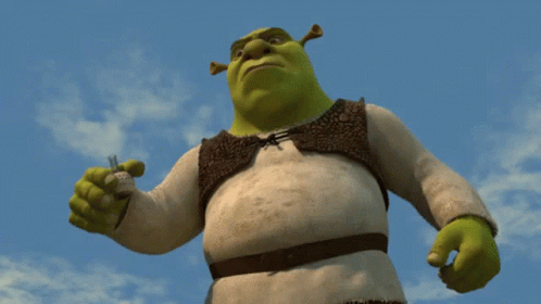 Shrek Holding Bottle of Perfume