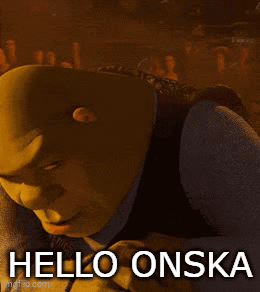 Shrek Is Smiling And Says Hello Onska In The Corner GIF