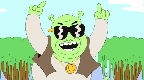 Shrek Is Wearing Sunglasses And A Gold Necklace And Giving The Middle Finger GIF