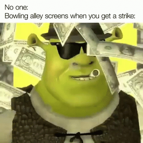 Shrek Is Wearing Sunglasses And Smoking A Pipe While Surrounded By Money . GIF