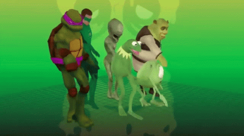 Shrek Mike Robin Superheroes Dancing GIF