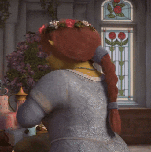 Shrek Standing in Front of Window With Flowers