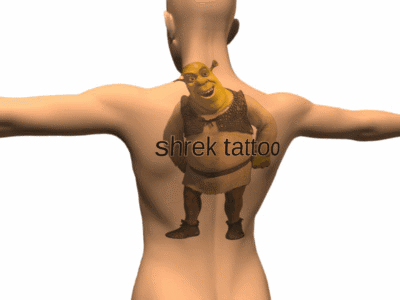 Shrek Tattoo on Man's Back