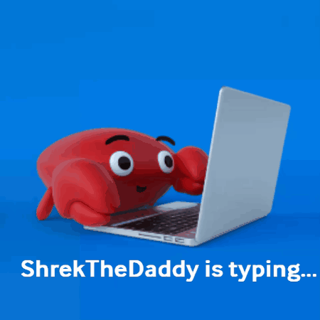 Shrek Typing With Crab On Laptop GIF