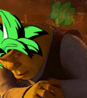 Shrek Wearing Green Hat and Yellow Vest