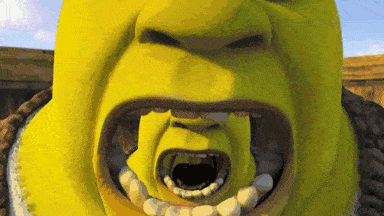 Shrek With Mouth Open and Teeth Showing