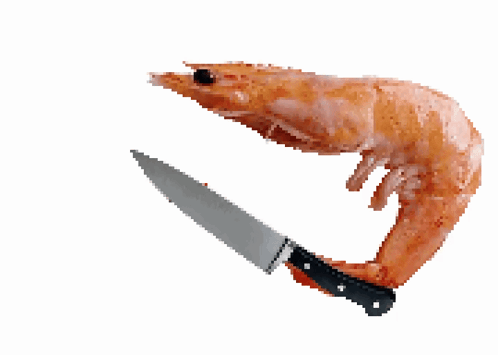 Shrimp With Knife Sticking Out Of Tail GIF