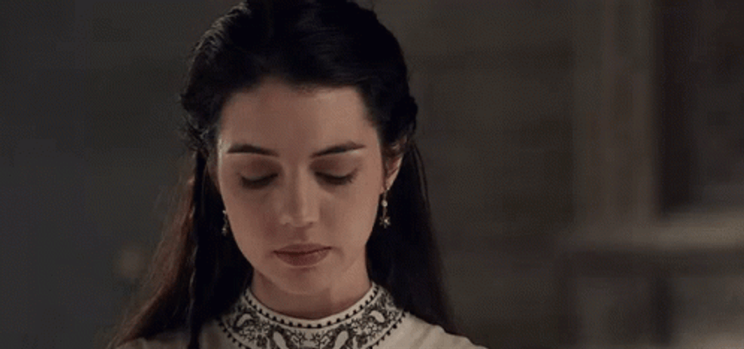 Shy Adelaide Kane Looking Up GIF