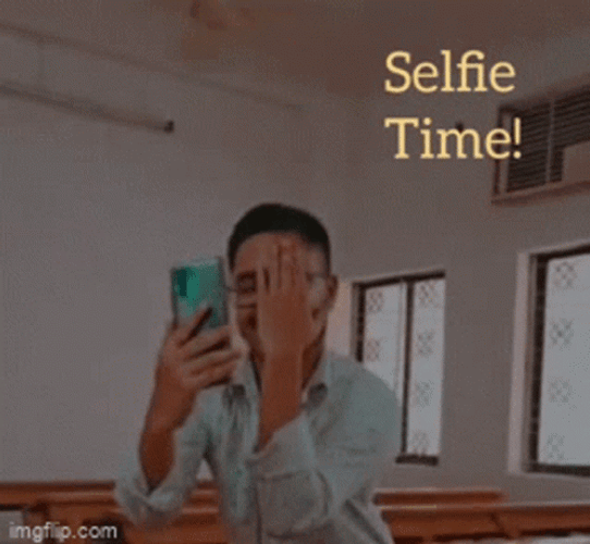 Shy Man Selfie Time GIF